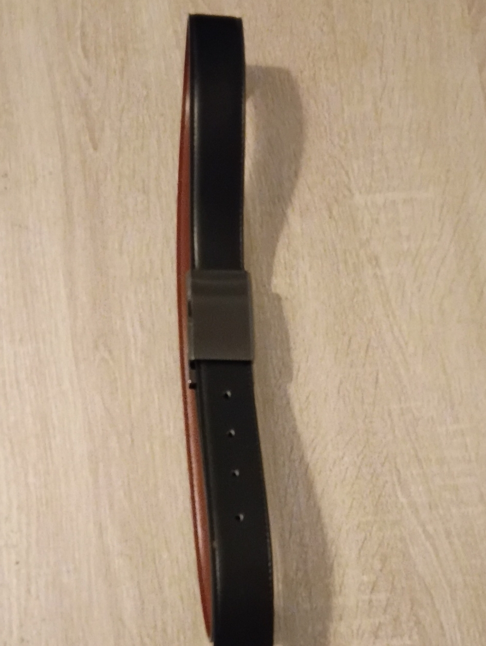 Reversible Black and Brown Leather Belt with Matte Buckle